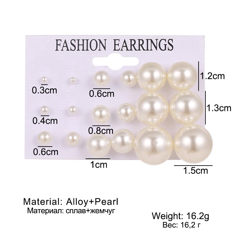 White Simulated Pearl Earrings Set For Women On Ear Ball Stud Earrings Bijouteria brincos Jewelry Accessories Wholesale