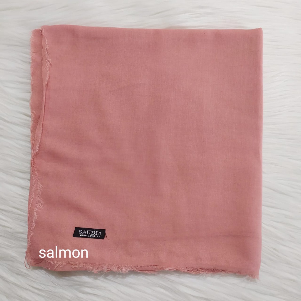 TERMURAH SAUDIA / Segiempat ORIGINAL SAUDI/ JILBAB RAWIS /JILBAB KATUN/jilbab murah-Salmon