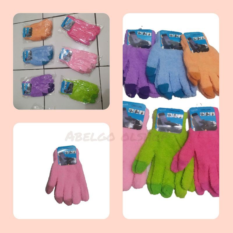 12 pasang- sarung tangan touchscreen wanita bahan woll/sarung tangan cewek dewasa