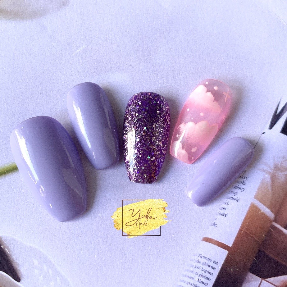 Premium Press On Nails / Fake Nails/ Nail Tip/ Kuku palsu/ Wedding Nails - Lilac Sky