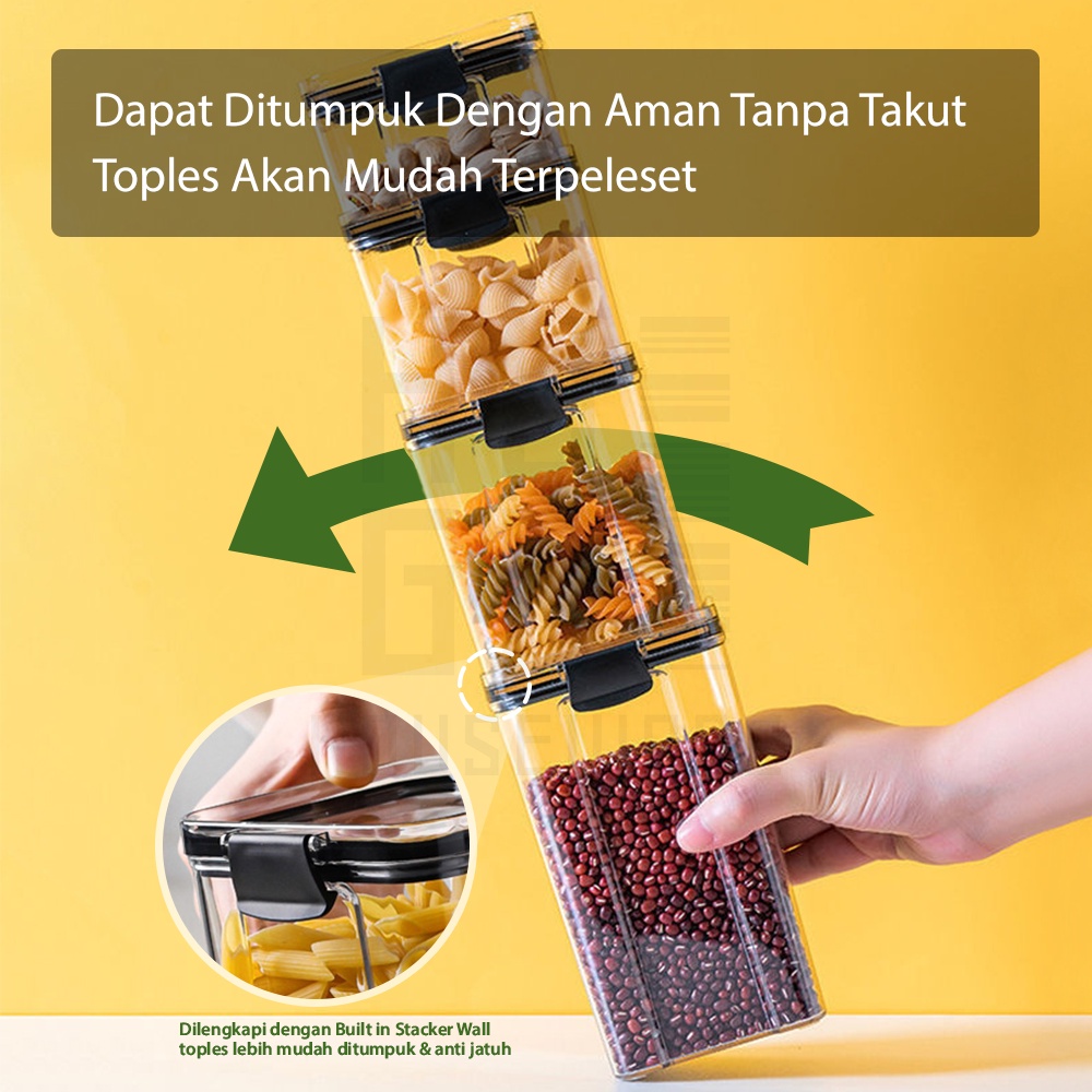 HUGO Toples Kedap Udara Bening Kotak Tempat Penyimpanan Makanan Food Storage