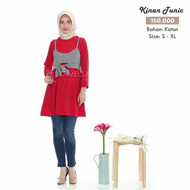 Kinan Tunic - Tunik Katun Polos Motif Kotak