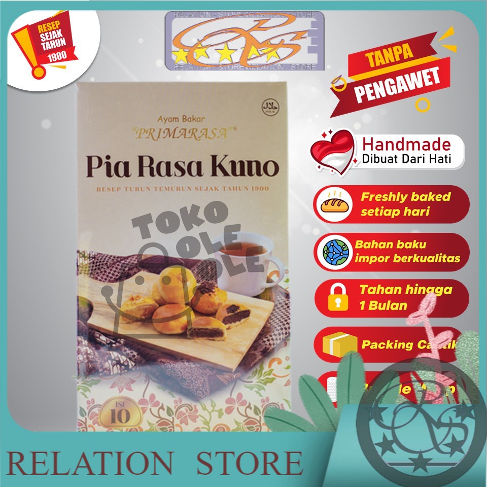 

Pia Rasa Kuno isi 10 (Kacang Hijau, Coklat, Keju) (Cheese / Chocolate / Mung Bean) biji pcs