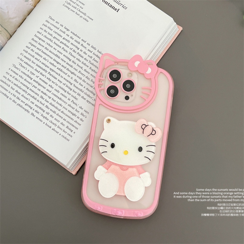 Yh case Handphone Motif Hello Kitty Dengan Cermin makeup Untuk iphone 13 12 11 Pro Max XS XR 8plus iphone 12pro