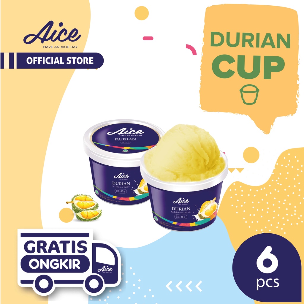 

Aice Ice Cream Durian Cup Es Krim 6pcs