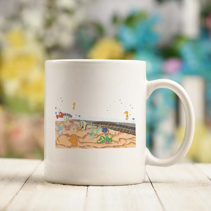 Mug Gambar Hewan Laut Lucu Underwater World Vector Background