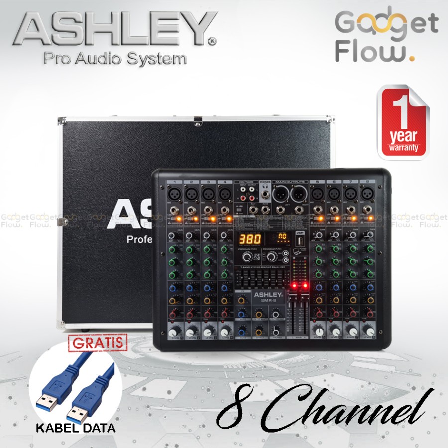 Mixer Audio Soundcard Interface Ashley SMR8 SMR 8 With Koper RESMI