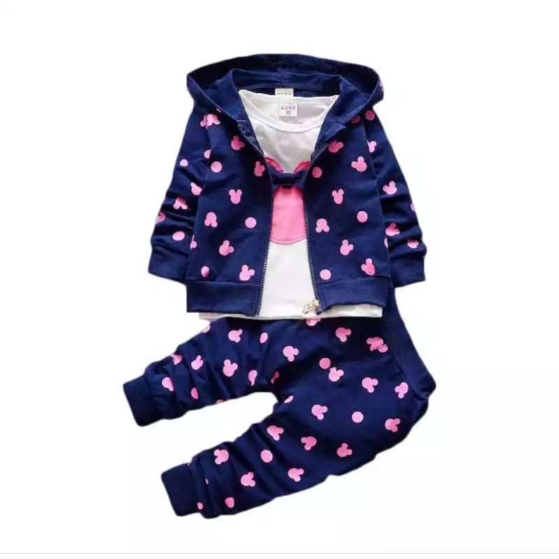 3in1Jaket| Setelan 3in1 Jaket Mickey Love Anak Perempuan Usia 1-5 Tahun Terlaris