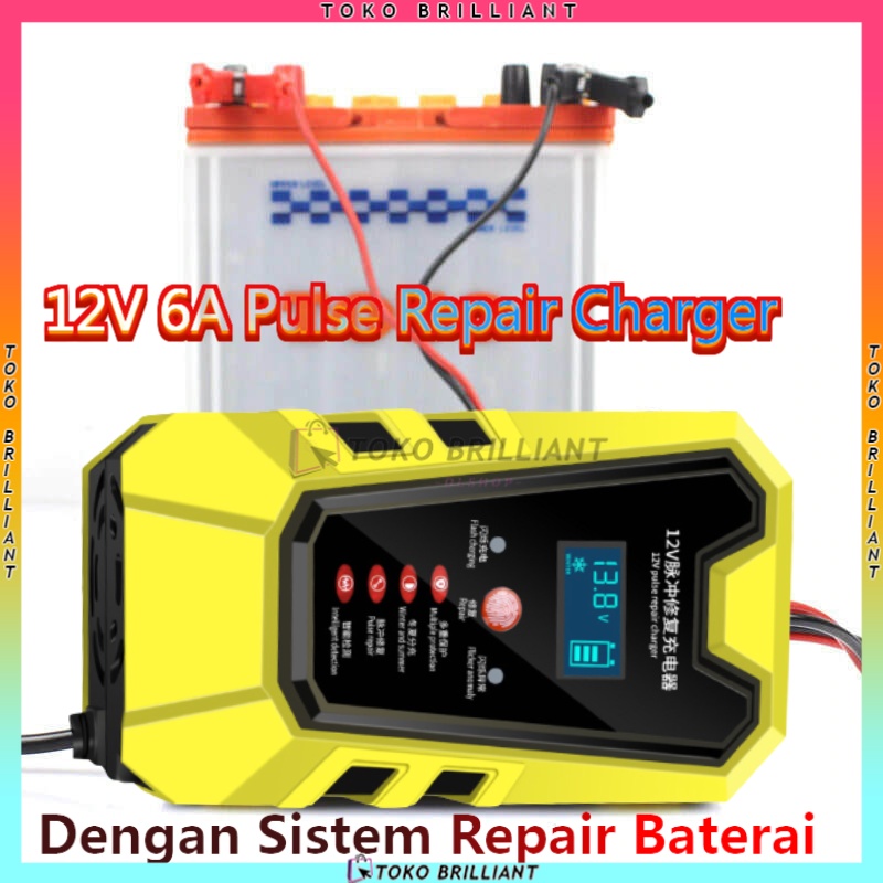 [TERBARU!!!] Charger Aki 6A 12V Mobil Carger Aki Mobil Casan Aki Alat Cas Aki Motor Carger desulfator repair aki