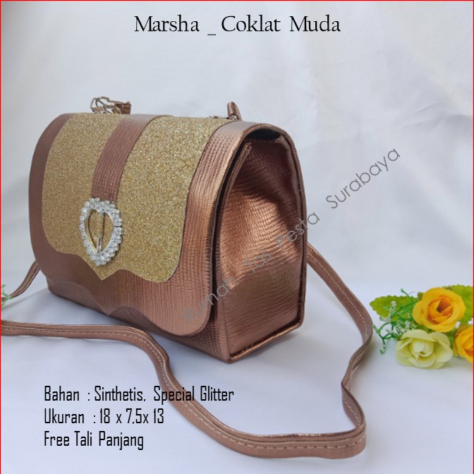 TAS PESTA MARSYA MODEL CLUCTH DAN SELEMPANG TERKESAN MEWAH DAN ELEGAN