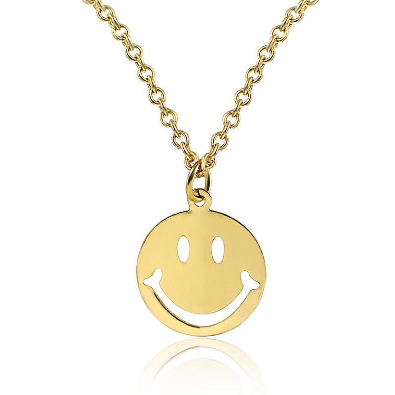 Kalung Rantai Klavikula Hias Liontin Smiley Model Rongga Warna Permen Gaya Hip Hop Untuk Wanita