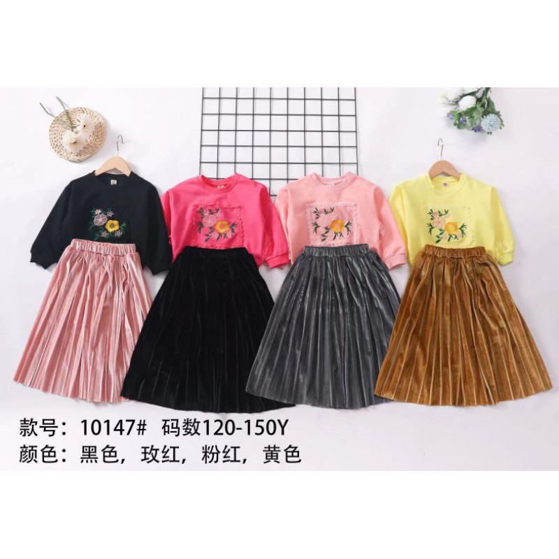 SR-351 Setelan rok plisket anak cewek import / setelan anak tanggung perempuan / Setelan rok