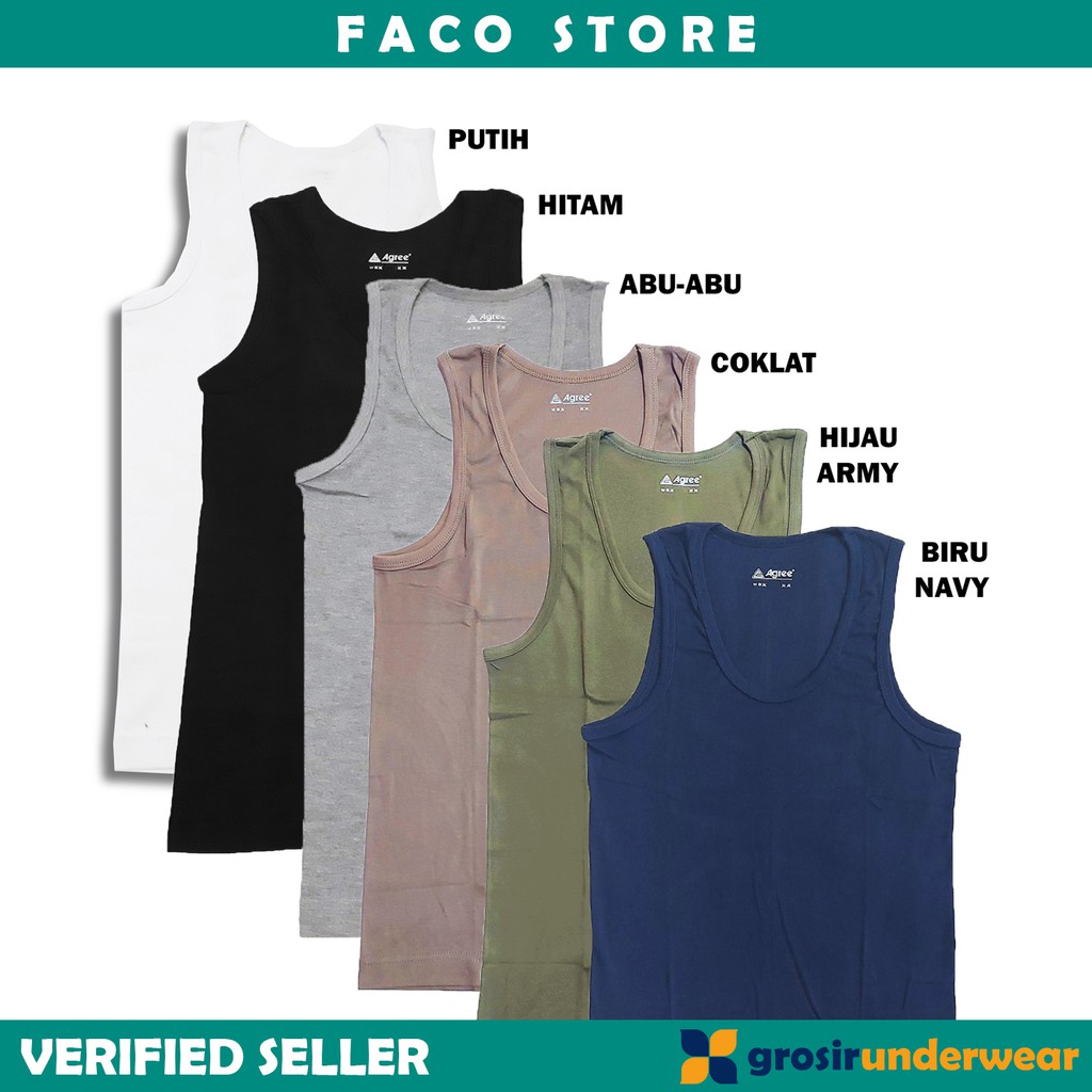 [1/3 PCS] Singlet Cowok Kaos Dalam Pria Men Underwear Strechable Laki-Laki AGREE F35