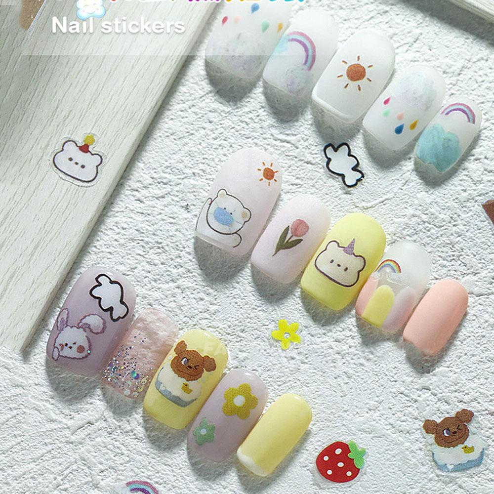 Needway Stiker Nail Art Kartun Decal Motif Pelangi Perekat DIY Nail Art Desgin