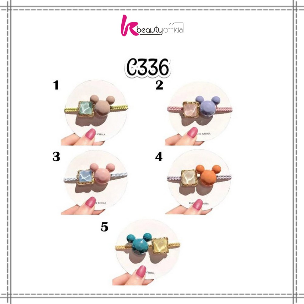 KB-C328 C336 Ikat Rambut Korean Style / Karet Ikat Rambut Karakter Batu ala Korea / Karet Rambut Fashion / Aksesoris Rambut Wanita-C336