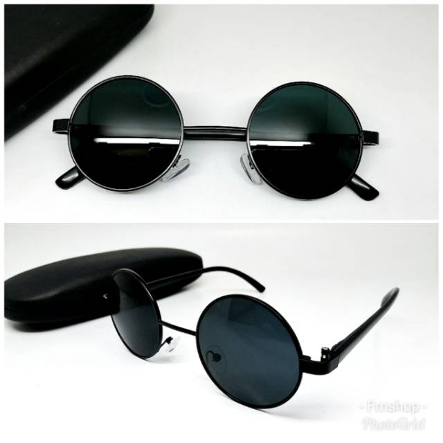 Kacamata Sunglass Unisex Rounded Vintage, Kacamata Hitam Bulat John Lenon Boboho Vintage Retro Murah