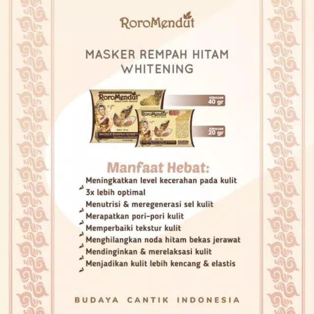 Masker Whitening Premium Organic Rempah Hitam Roro Mendut