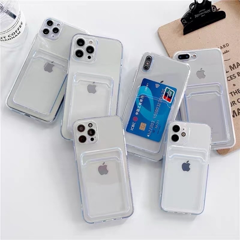 Softcase Transparan Slot Card Holder IPHONE 15 15+ PRO MAX 11 11PRO 11PROMAX 12 12PRO 12PROMAX 13 13PRO 13PROMAX 14 PLUS 14 PRO MAX 6 6G 6S 7 7G 8 SE 2020 X XS XR XSMAX PRO MAX Casing Wallet Clearcase Slot TPU Clear Phone Cover