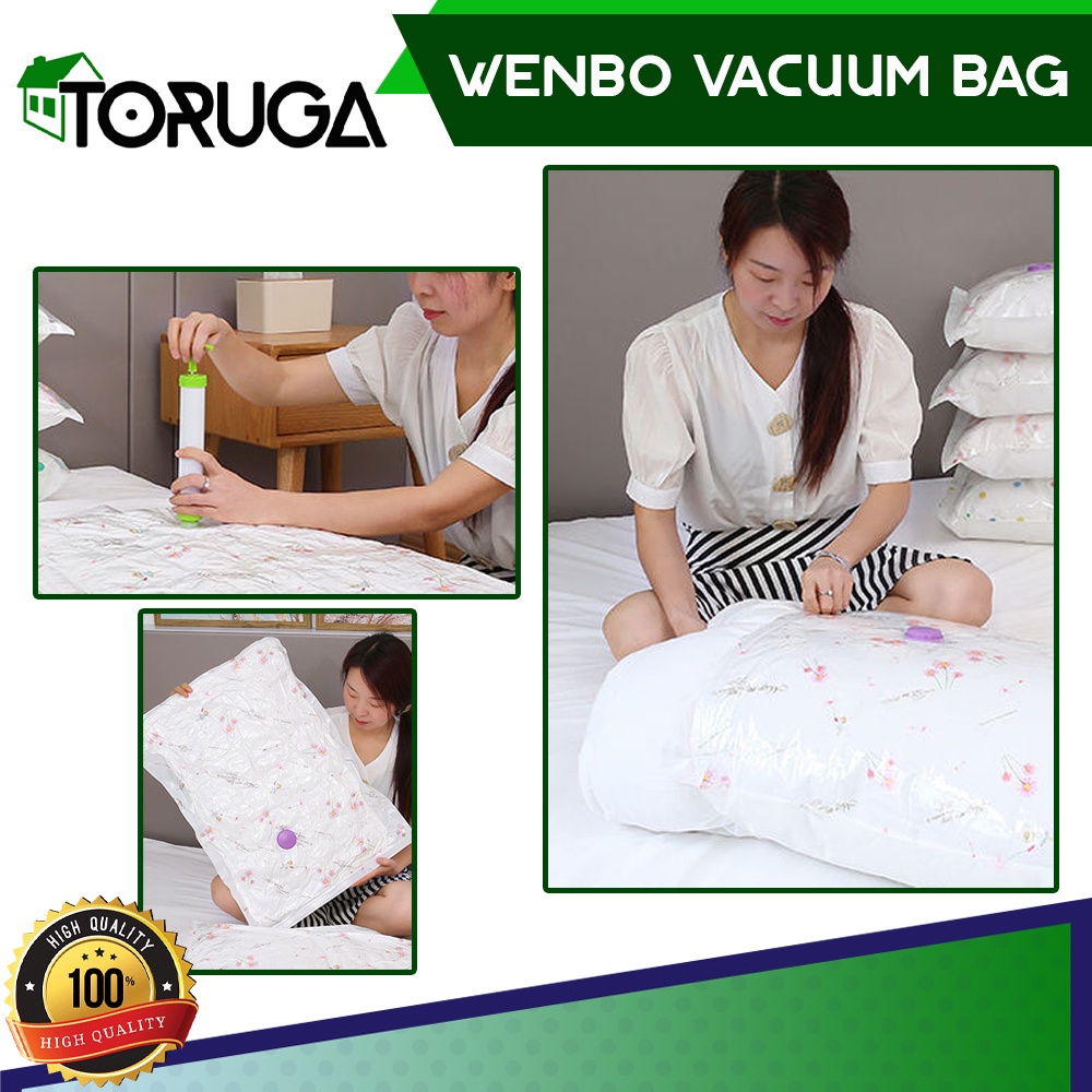 Vacum Bag Wenbo Refill Vakum Plastik Penghemat Tempat Storage Koper Isi 8 Free Pompa