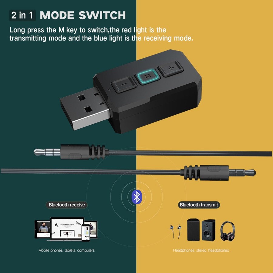 USB Bluetooth 5.0 Transmitter Receiver Audio Adapter