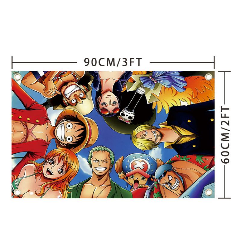 90 x 60cm Bendera One Piece / Bendera Bajak Laut One Piece  / Straw Hat Luffy Bendera One Piece Dinding