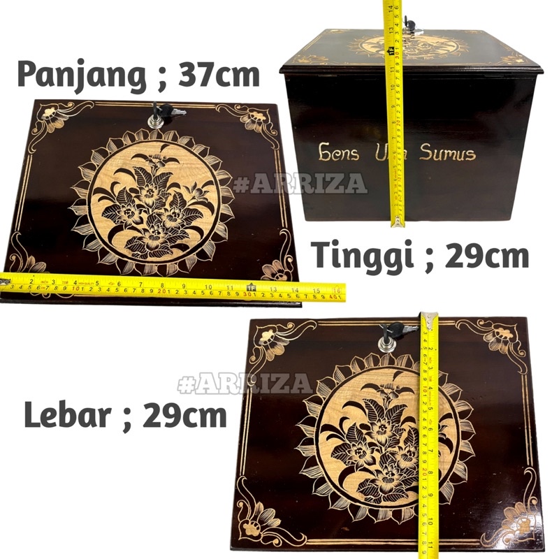 Kotak Amal Kayu Jati Ukuran Besar Jumbo Panjang 37cm x Lebar 29cm x Tinggi 29cm