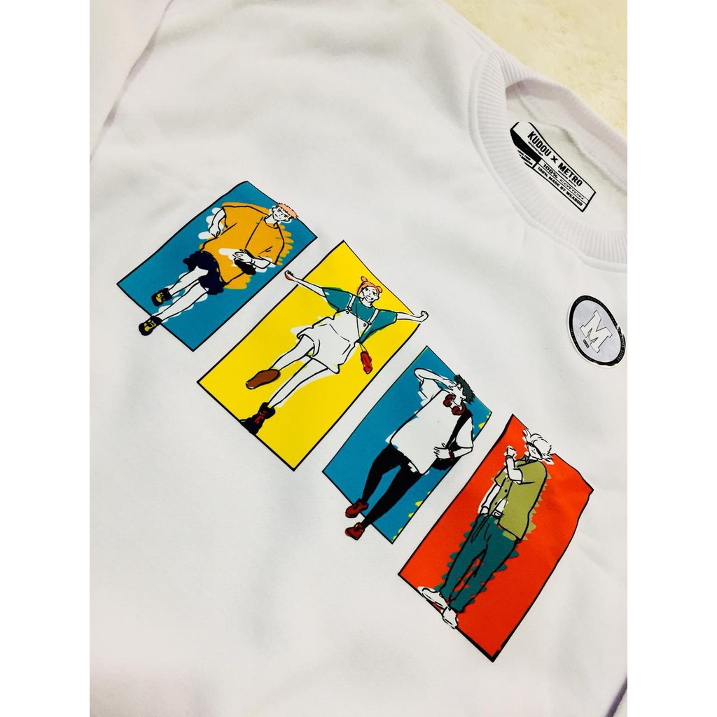 Crewneck Putih Jujutsu Kaisen Gojo Satoru, Yuji Itadori, Megumi Fushiguro, Nobara Kugisaki Character