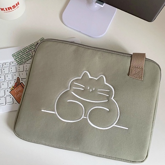 Sleeve Pouch Sarung Tas Bag Case Ipad Tab Tablet Macbook Air Pro Laptop Asus Acer Lenovo HP Huawei 11 12 13 14 15 inch Motif Gambar Rabbit Kelinci Kucing Anjing Poodle Warna Putih Beige Hijau Khaki Biru Lucu Cute Murah Korean Model Tali Selempang Jinjing