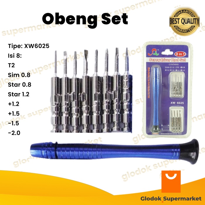 Obeng Set 8 in 1 XW6025 Peralatan Service HP Reparasi Plus Minus Star Screwdriver Repair Tools iPhone XW-6025