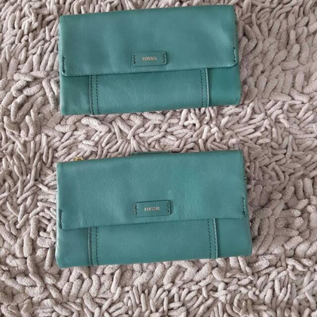 Fossil Ellis Large Clutch Teal Green