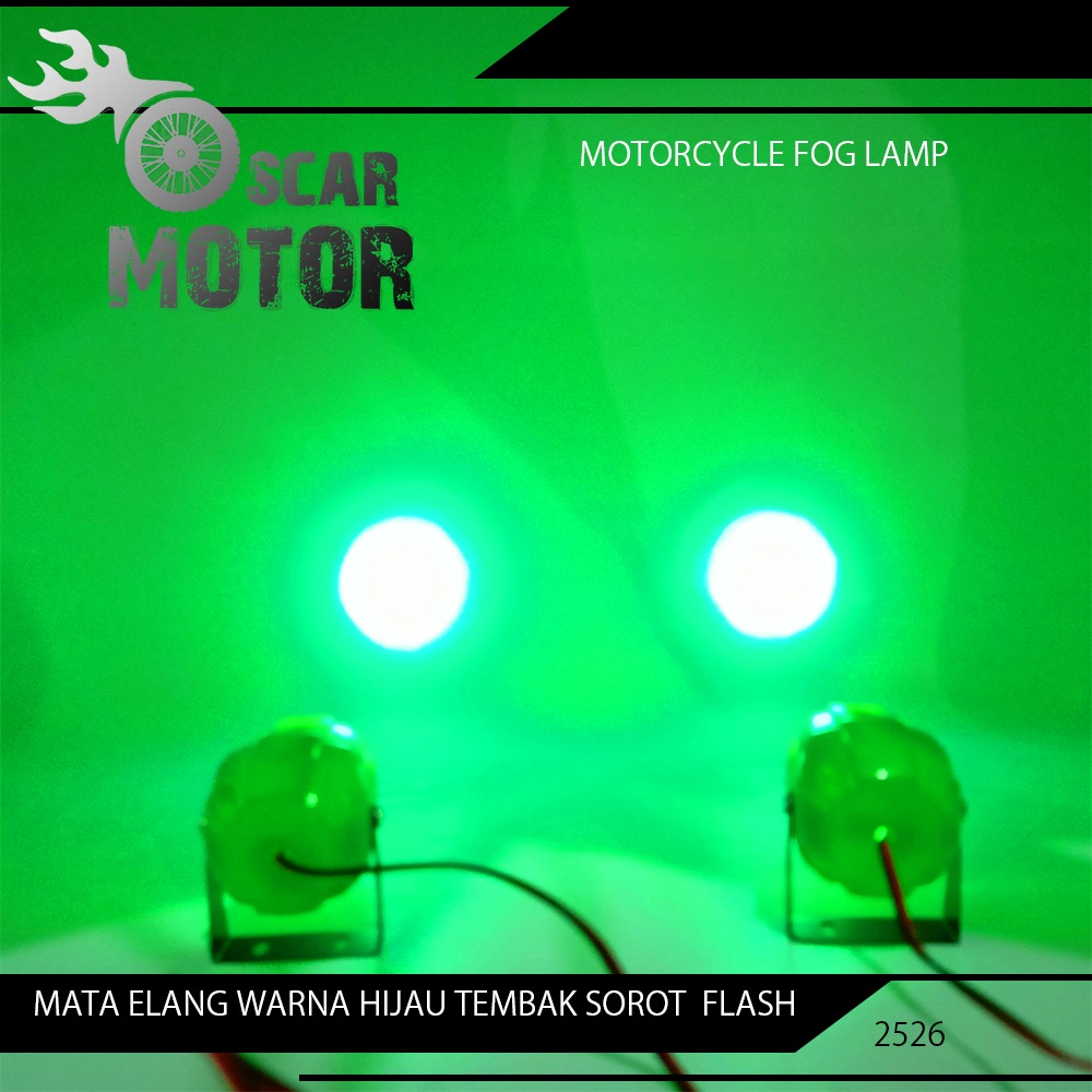 Lampu LED Mata Elang Strobo Mode Eagle Eye WATERPROOFT SEN FLASH GREEN motor