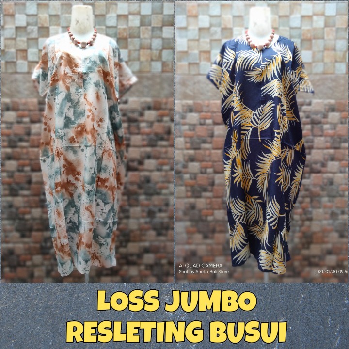 Daster Bali Loss resleting dan kancing JUMBO Uk-XXL | baju tidur | daster Panjang | pakaian wanita murah busui bukan model payung rayon bali