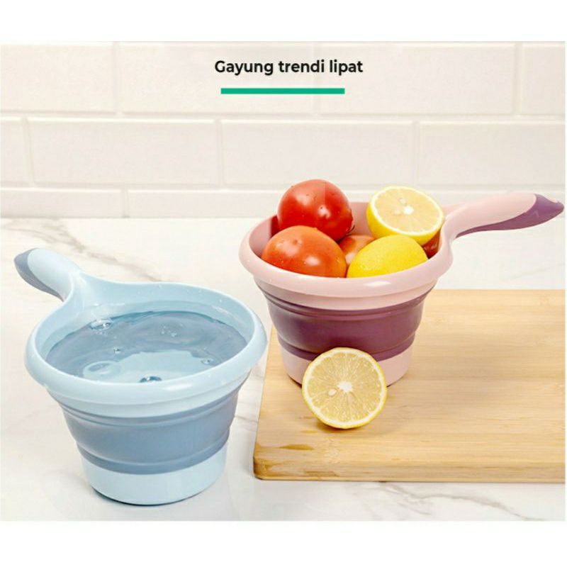 ~ PIYOSHI08 ~ Gayung Mandi Lipat /Gayung Mandi Lipat Serbaguna Silicon 3 Warna / Water Scoop PR66