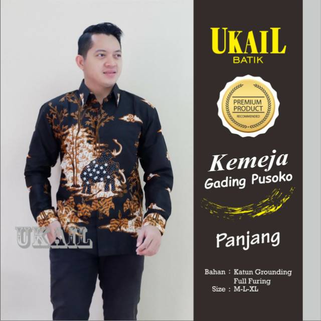 Kemeja Batik Lengan Panjang/Kemeja Batik Lengan Pendek GADING PUSOKO Baju Batik Lapis Furing