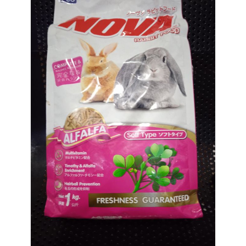 makanan pelet kelinci nova rabbit food alfalfa mix berries 1 kg