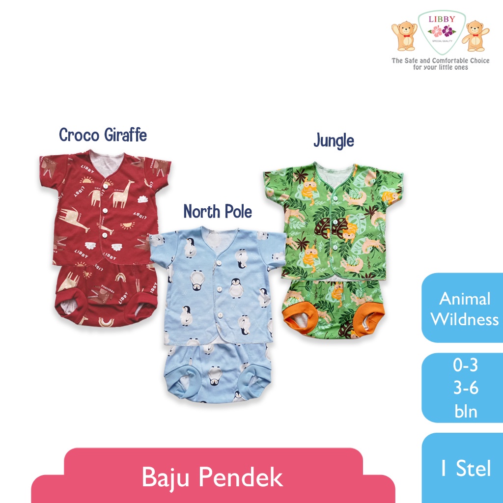 Libby setelan pendek+cln pop NEWBORN isi 3 pasang