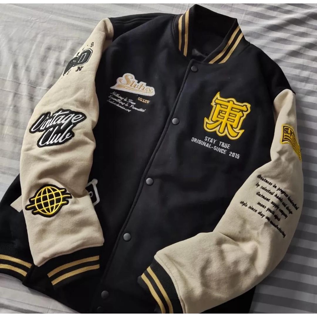 Jaket Varsity Baseball Original Full Bordir - Jaket Bomber Varsity Original Premium Salvio Hexia - J