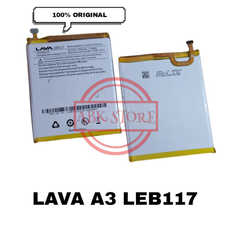 BATRE BATERAI BATTERY LAVA IRIS A3 LEB117 ORIGINAL 100%