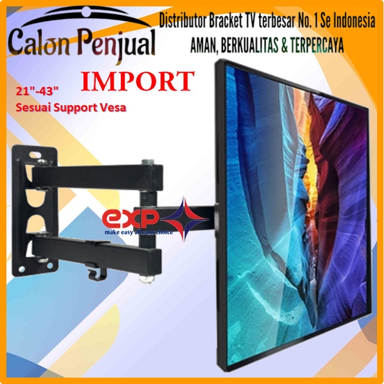 Bracket TV XIAOMI 14 s/d 43 inch 6 ARAH FULL BESI SUPER KOKOH GARANSI 100% ORI