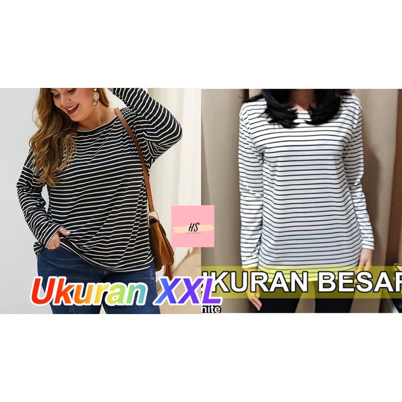 ATASAN STRIPE O PANJANG FIT L&amp;XL&amp;XXL/TSHIRT STRIPE/STEFI