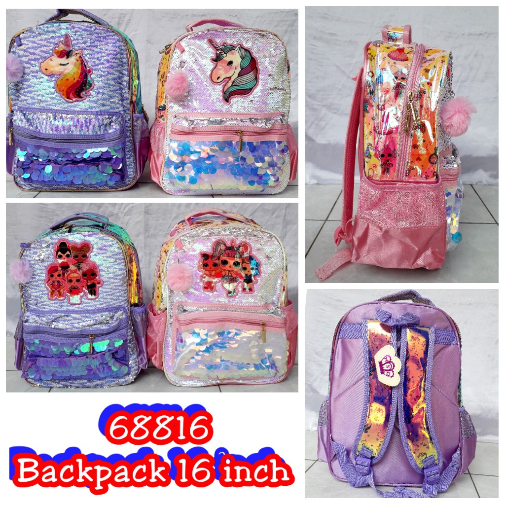  Tas  Ransel Hologram  Sequin Ransel Besar  Ransel SD 