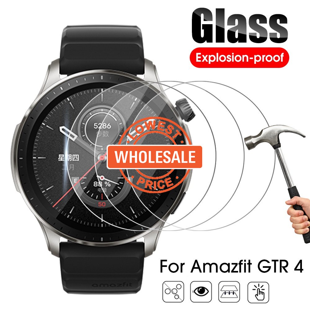 [Harga Grosir]5pcs Pelindung Layar Tempered Glass Anti Jatuh / Sidik Jari Untuk Smartwatch Huami Amazfit GTR 4