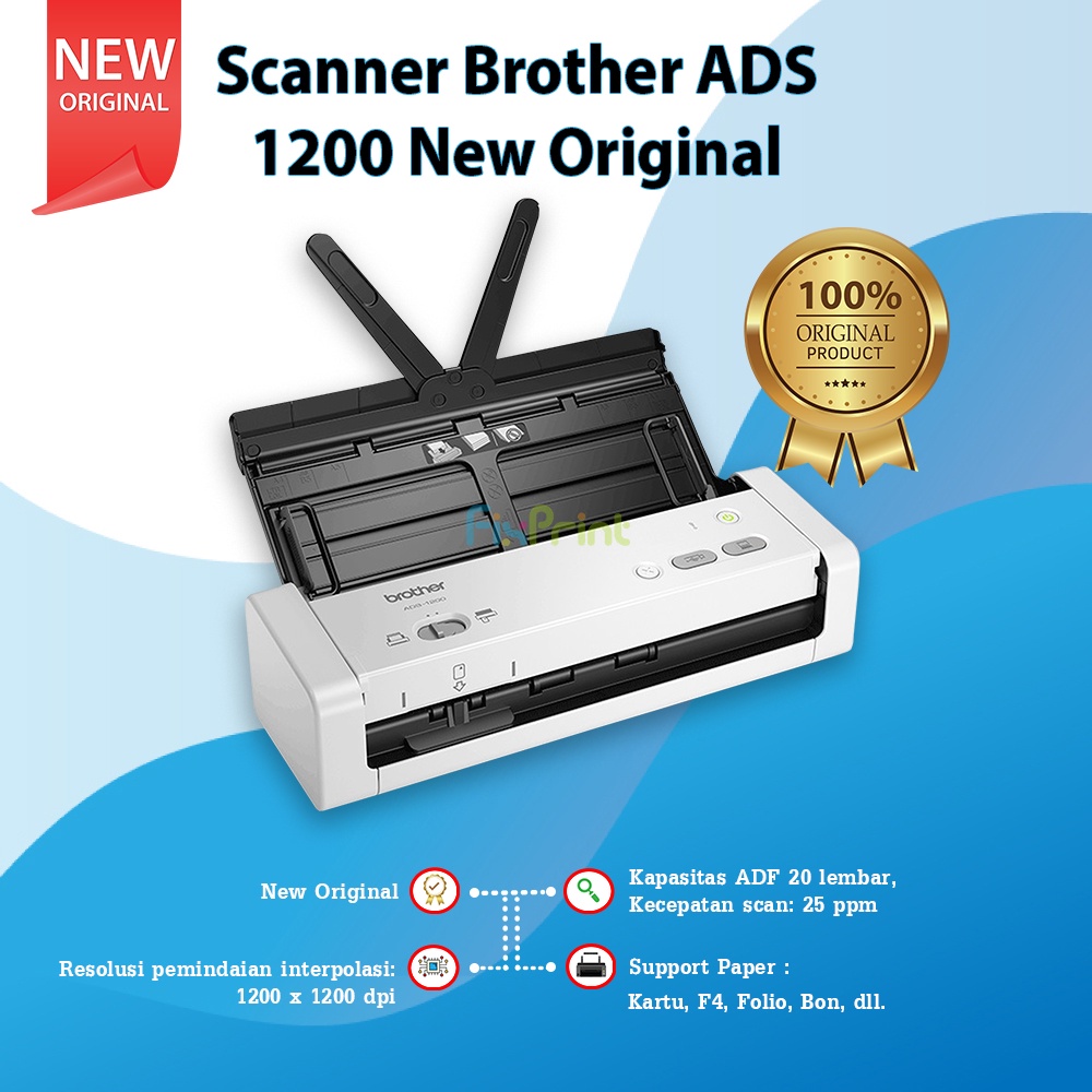 Scanner Brother ADS-1200 New Original Compact Document Scanner ADS 1200 Mesin Portable Scan Dokumen ADS1200