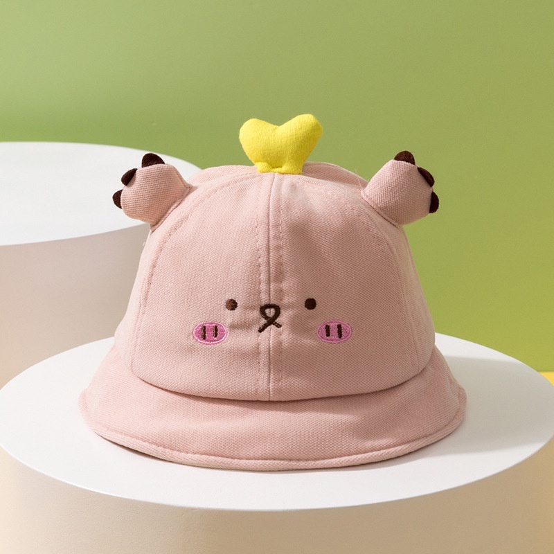 Topi Bucket Bayi Topi Anak Bayi Import Victori Fashion Baby Bucket Hat-Arlo Pink