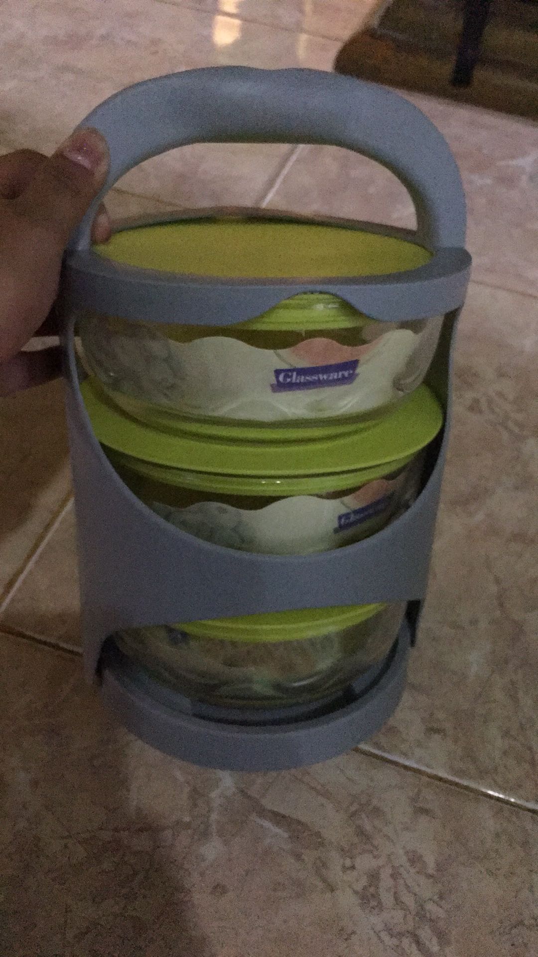 Rantang Kaca 3 Susun - Bowl Glass - Mangkok Tempat Bekal Makanan