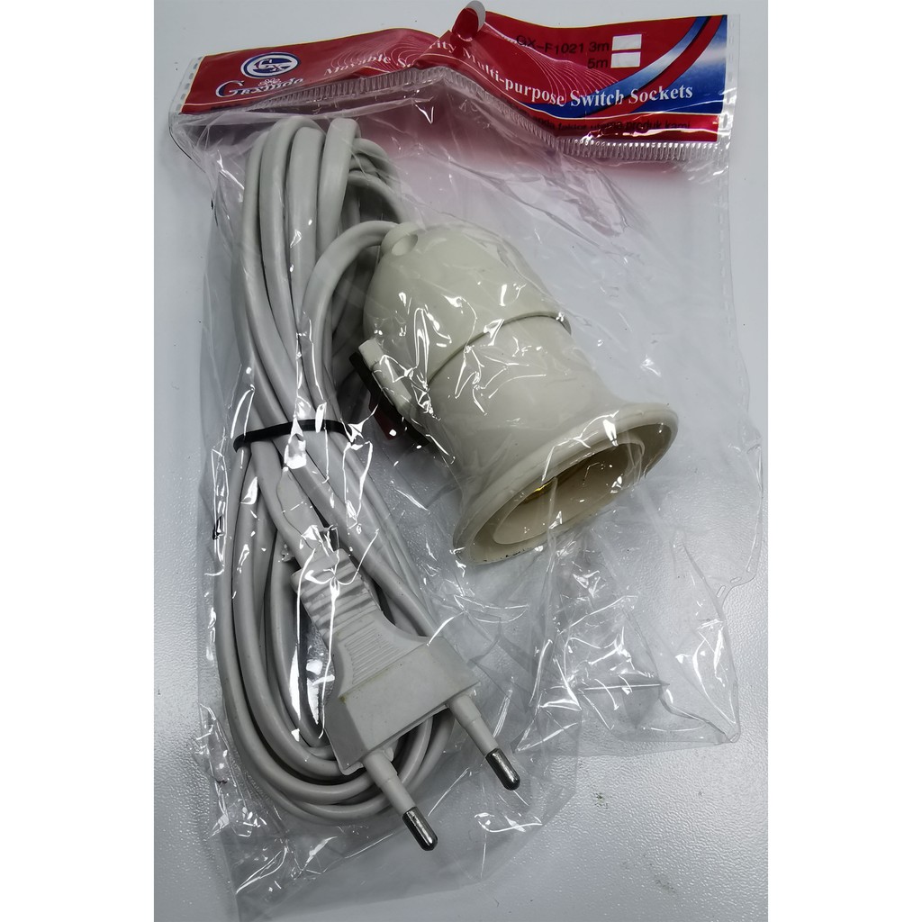 fitting gantung kabel 3 meter lampu bohlam E27 switch cable socket