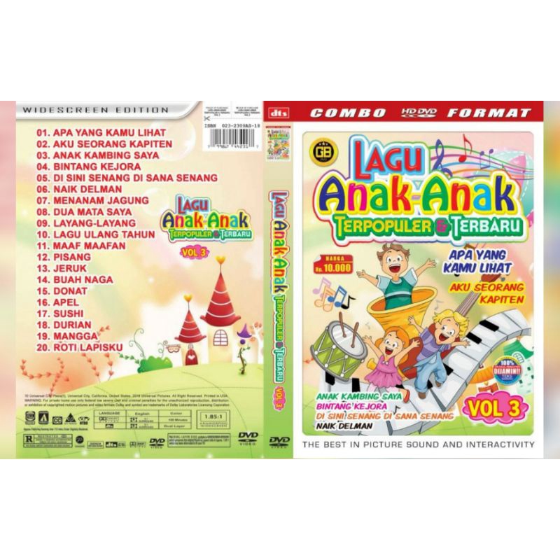 Kaset dvd lagu anak-anak terpopuler & terbaru vol.3