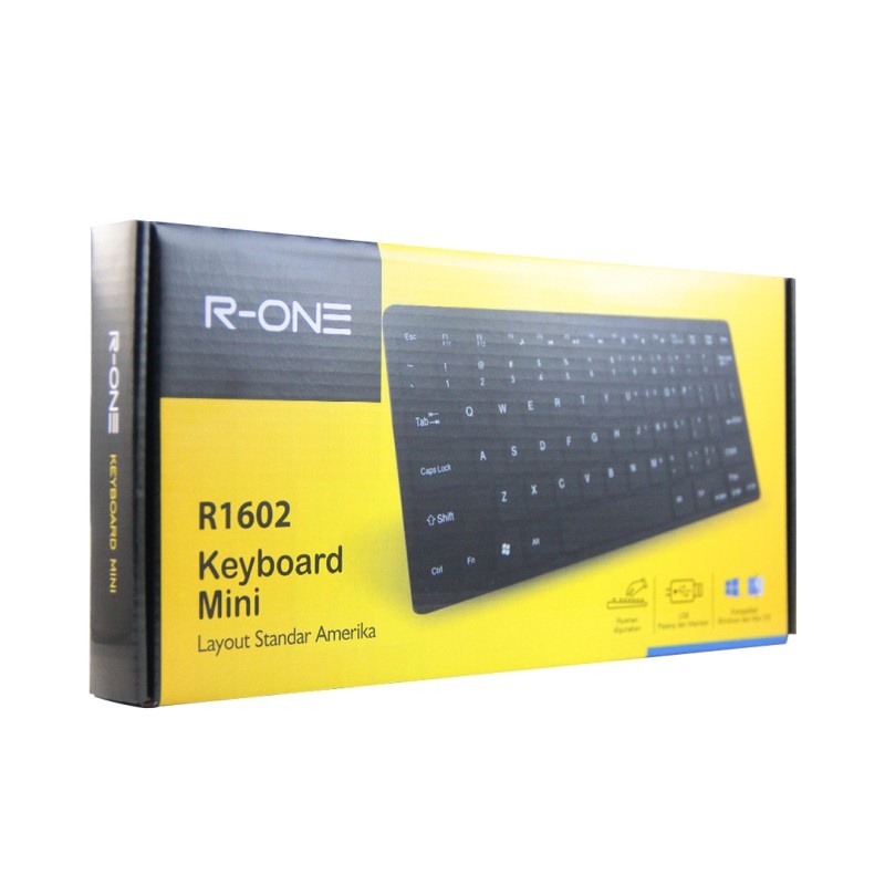 Keyboard USB Mini R-ONE MURAH With FN Full Hitam Slim Design - Hitam