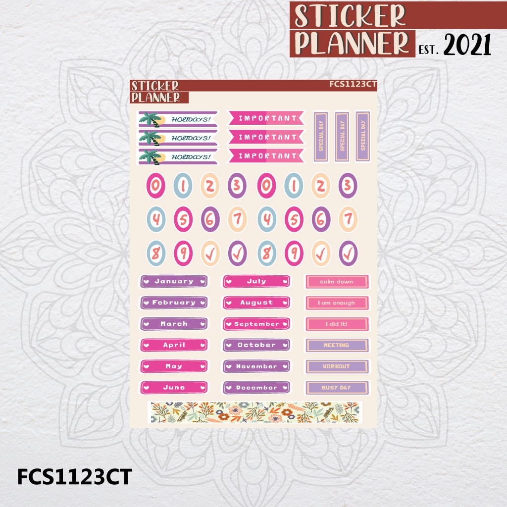 

Floral Style Word Monthly Sticker Planner | Sticker Sheet, Bujo, Hobonichi, Scrapbook, & Journal