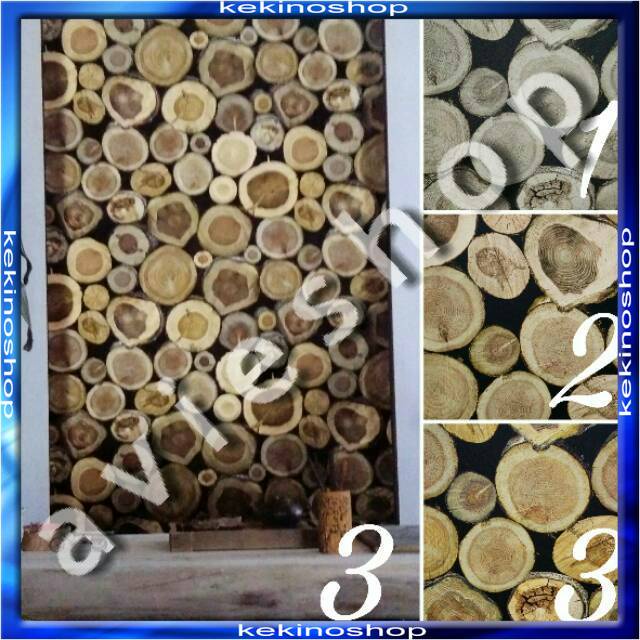 WALLPAPER / WALL PAPER DINDING MOTIF KAYU BULAT per 1 roll